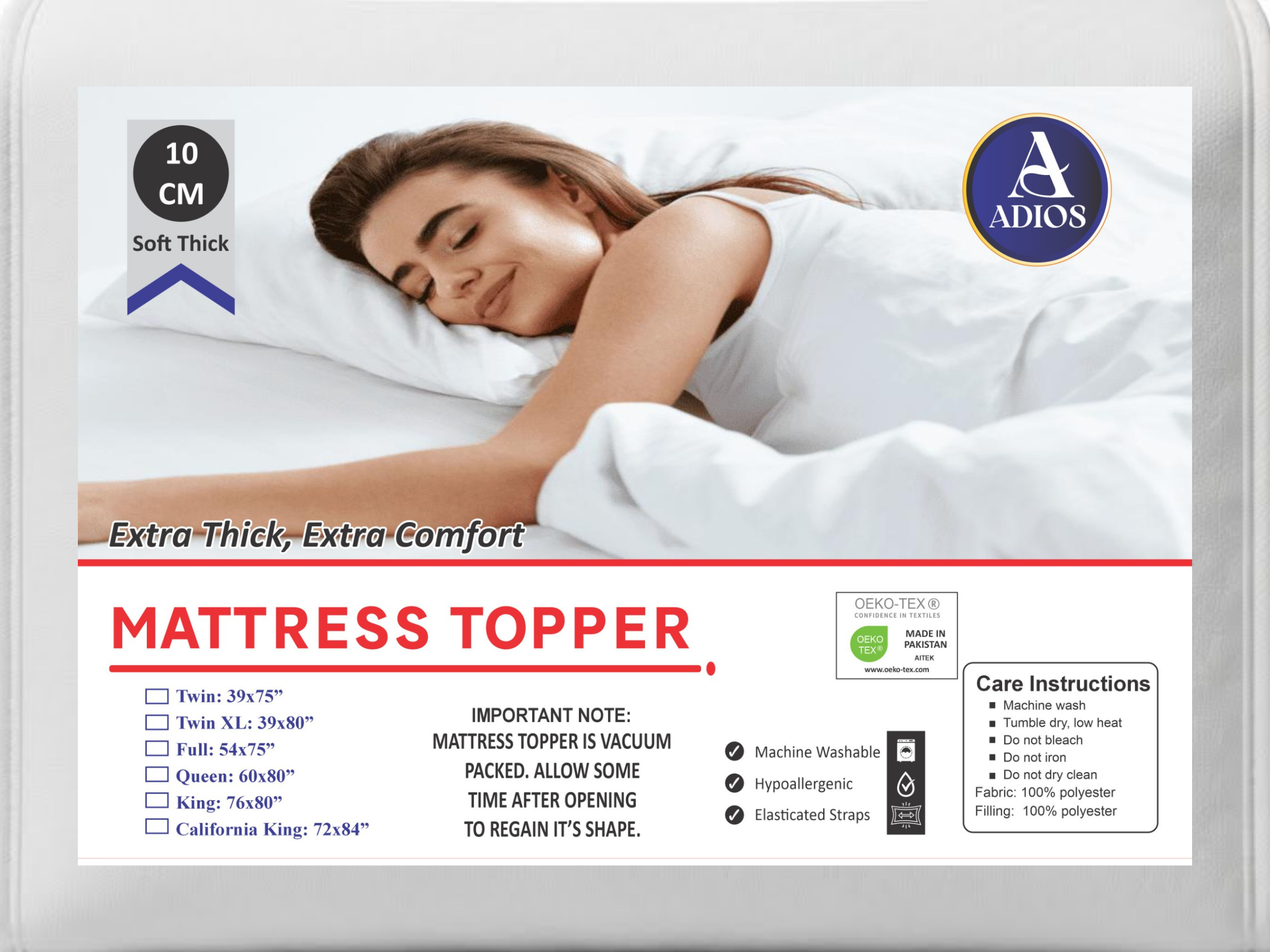 Extra Thick Quilted Mattress Topper – 10 cm Microfiber Cushion, Deep Pocket 360° Elastic Fit, Breathable Hypoallergenic, OEKO-TEX® Certified Mattress Pad Cover