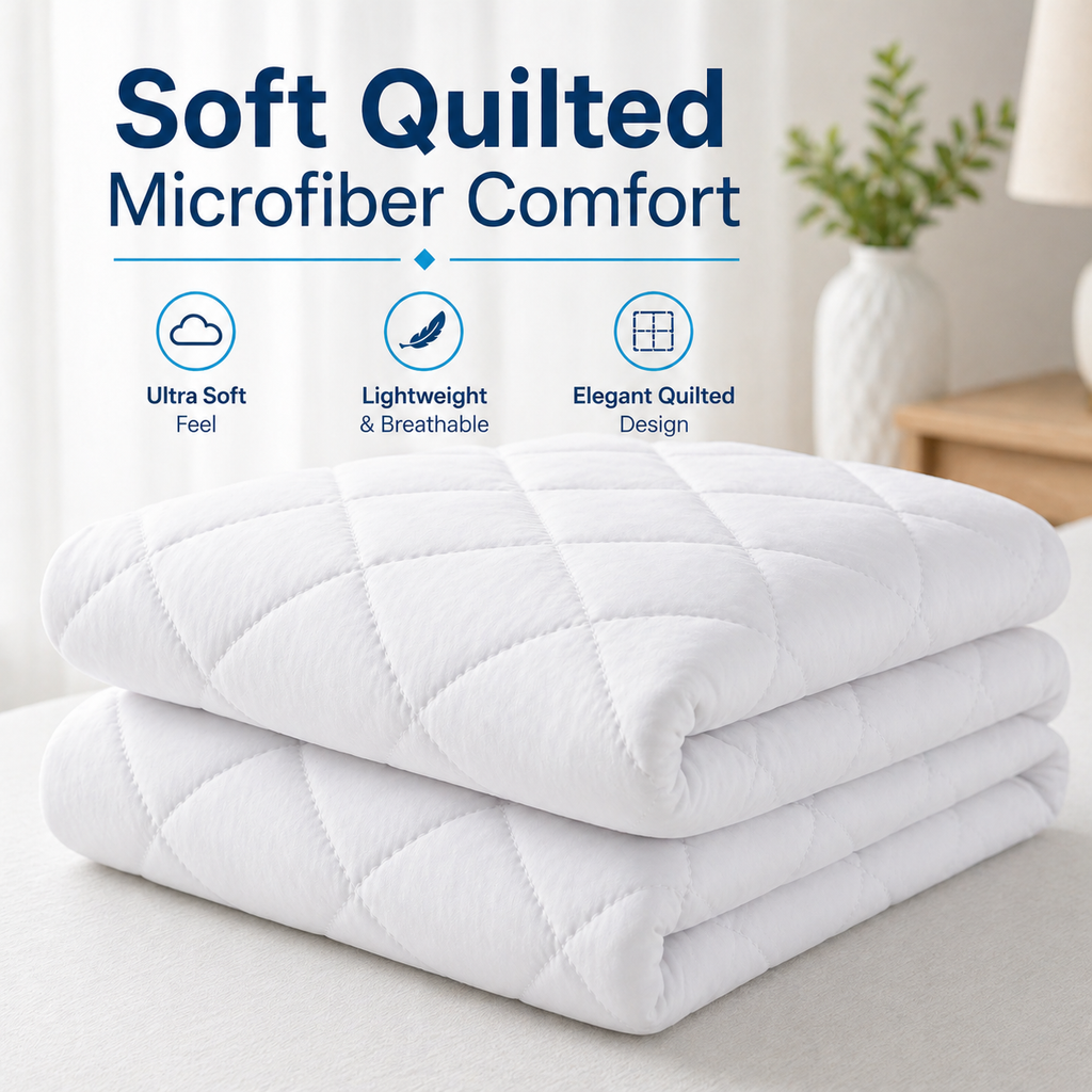 Waterproof Quilted Mattress Protector – OEKO-TEX® Certified Microfiber, Breathable &  Noiseless Bed Cover with Deep Pocket Fitted Skirt, Soft Mattress Pad for All Sizes