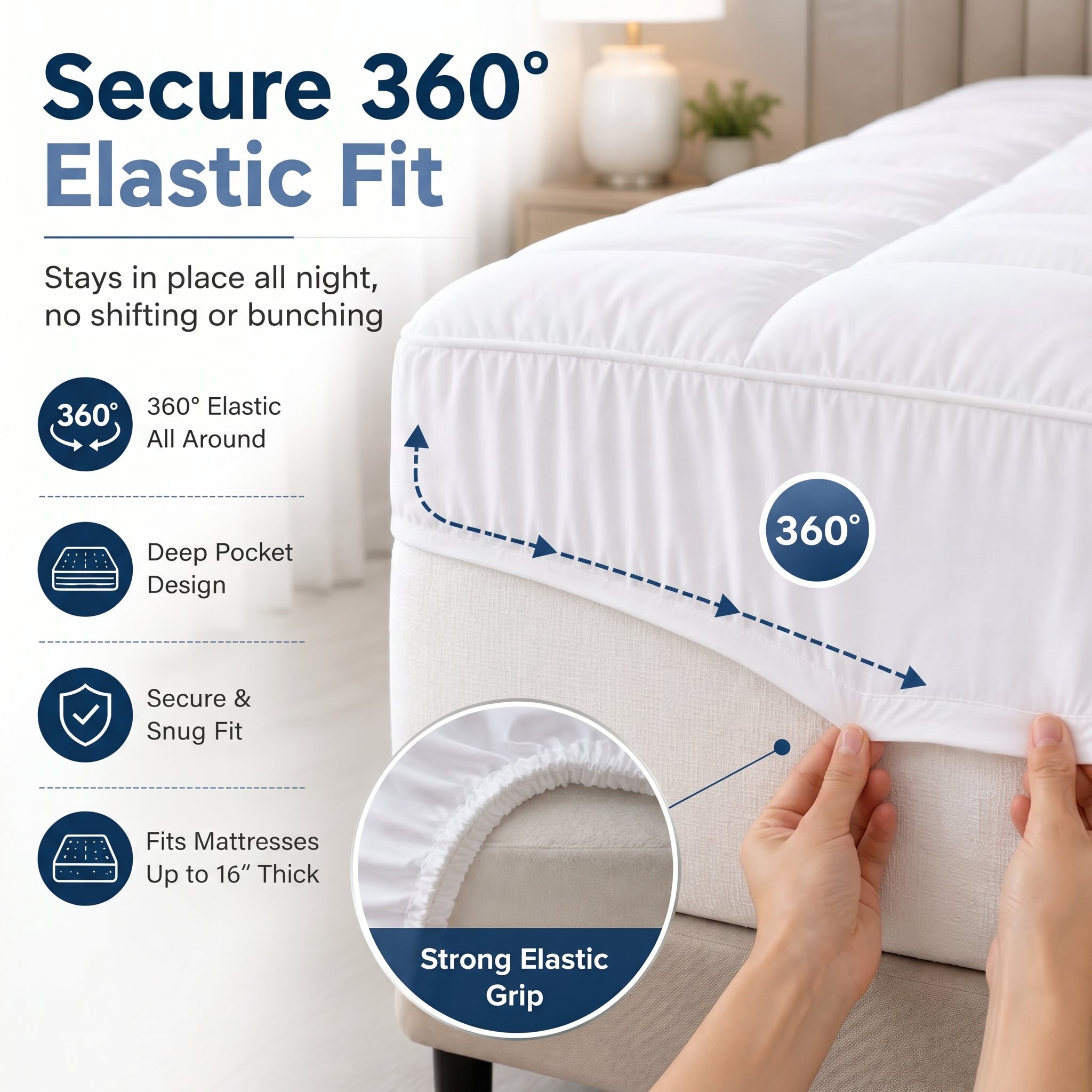 Extra Thick Quilted Mattress Topper – 10 cm Microfiber Cushion, Deep Pocket 360° Elastic Fit, Breathable Hypoallergenic, OEKO-TEX® Certified Mattress Pad Cover