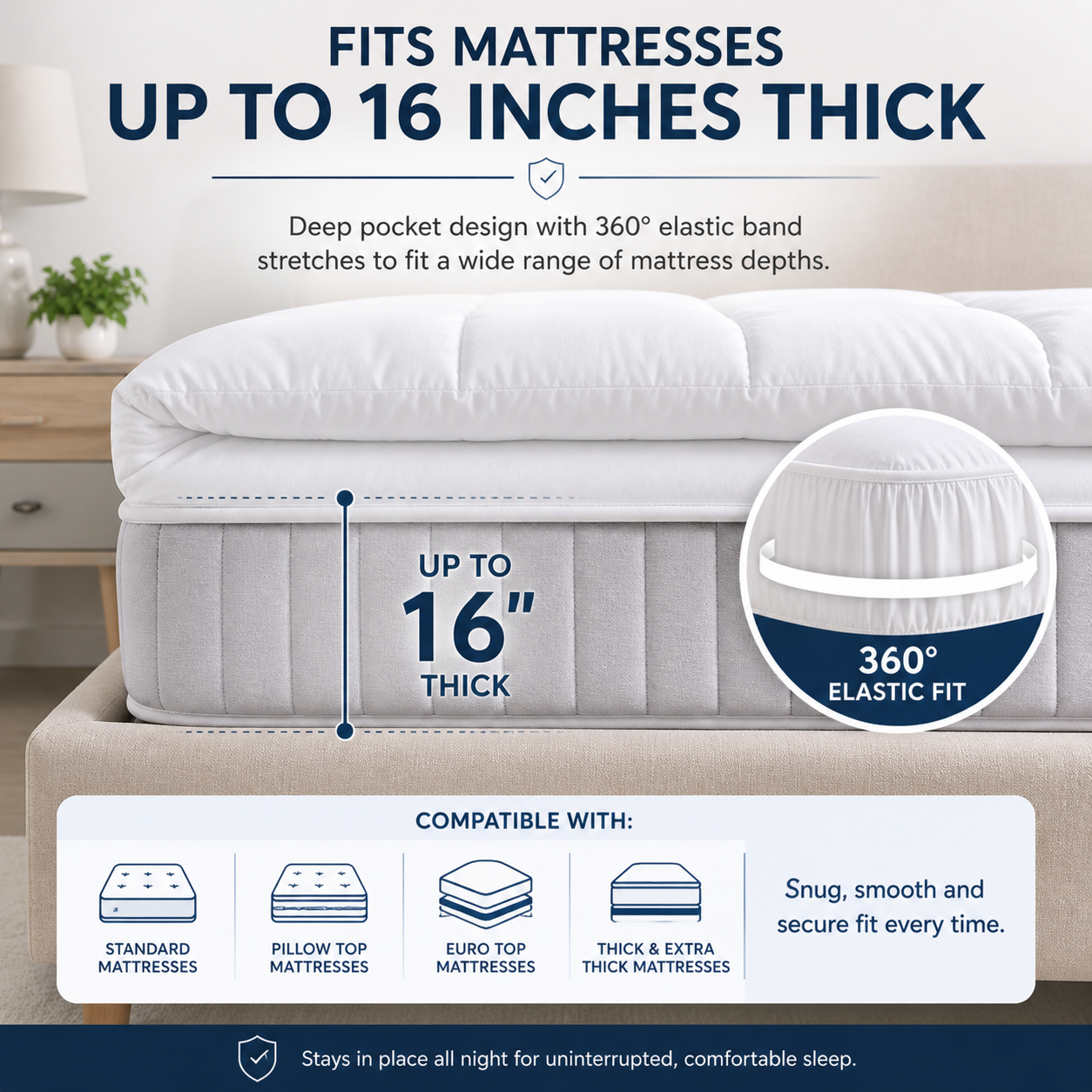 Extra Thick Quilted Mattress Topper – 10 cm Microfiber Cushion, Deep Pocket 360° Elastic Fit, Breathable Hypoallergenic, OEKO-TEX® Certified Mattress Pad Cover