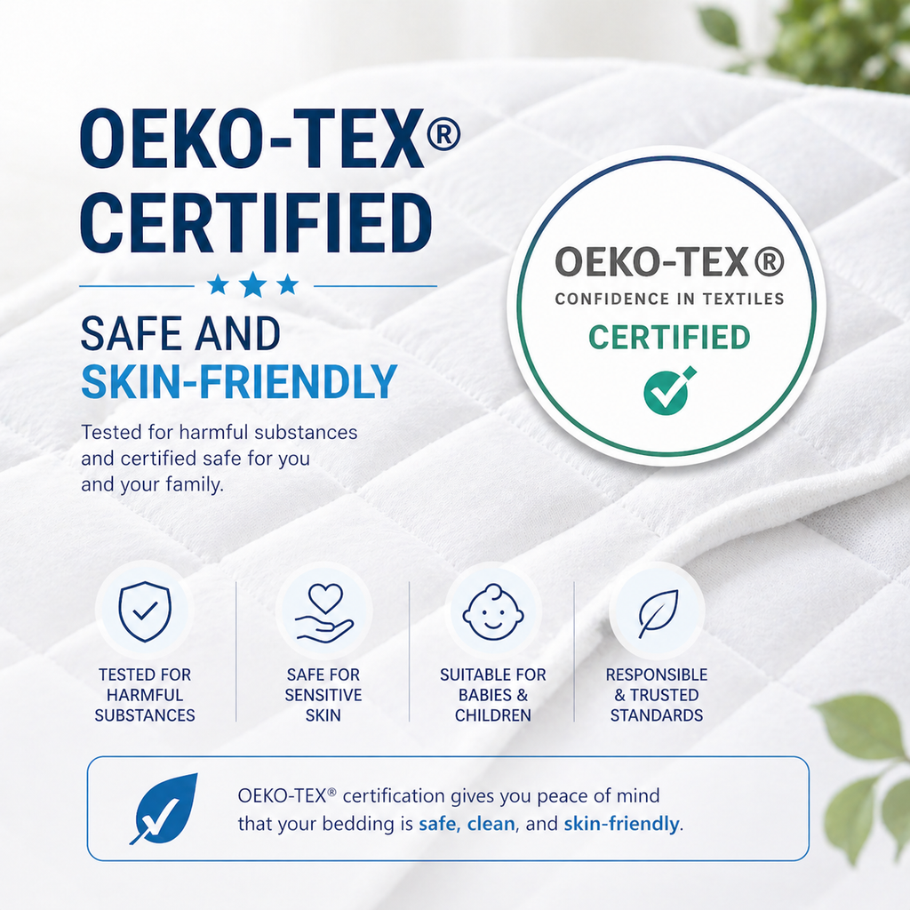 Waterproof Quilted Mattress Protector – OEKO-TEX® Certified Microfiber, Breathable &  Noiseless Bed Cover with Deep Pocket Fitted Skirt, Soft Mattress Pad for All Sizes