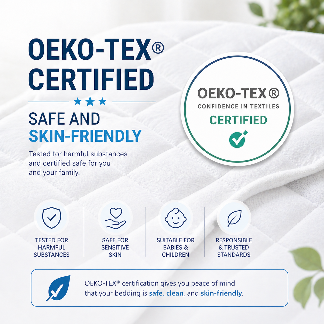 Waterproof Quilted Mattress Protector – OEKO-TEX® Certified Microfiber, Breathable &  Noiseless Bed Cover with Deep Pocket Fitted Skirt, Soft Mattress Pad for All Sizes