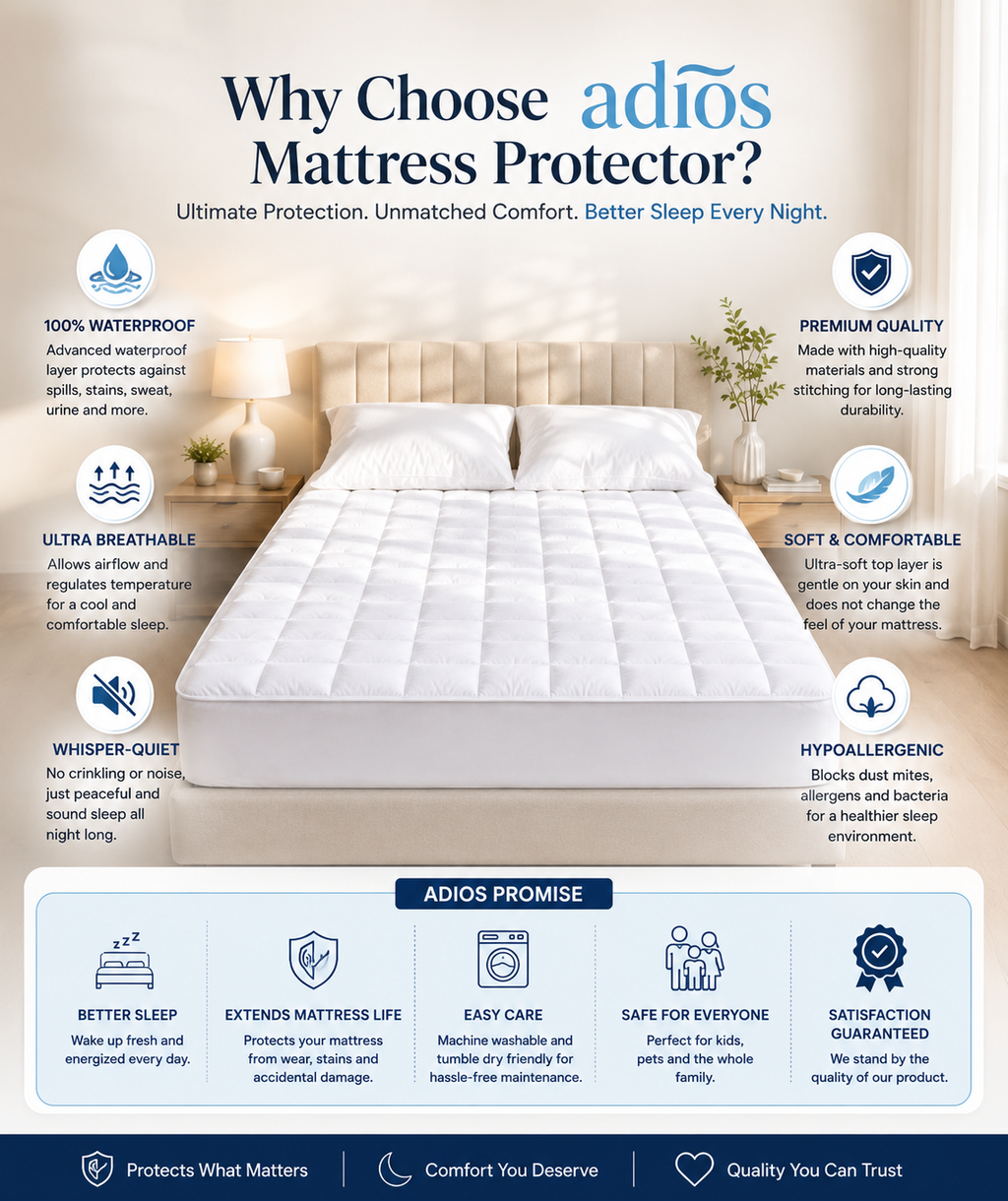 Waterproof Quilted Mattress Protector – OEKO-TEX® Certified Microfiber, Breathable &  Noiseless Bed Cover with Deep Pocket Fitted Skirt, Soft Mattress Pad for All Sizes