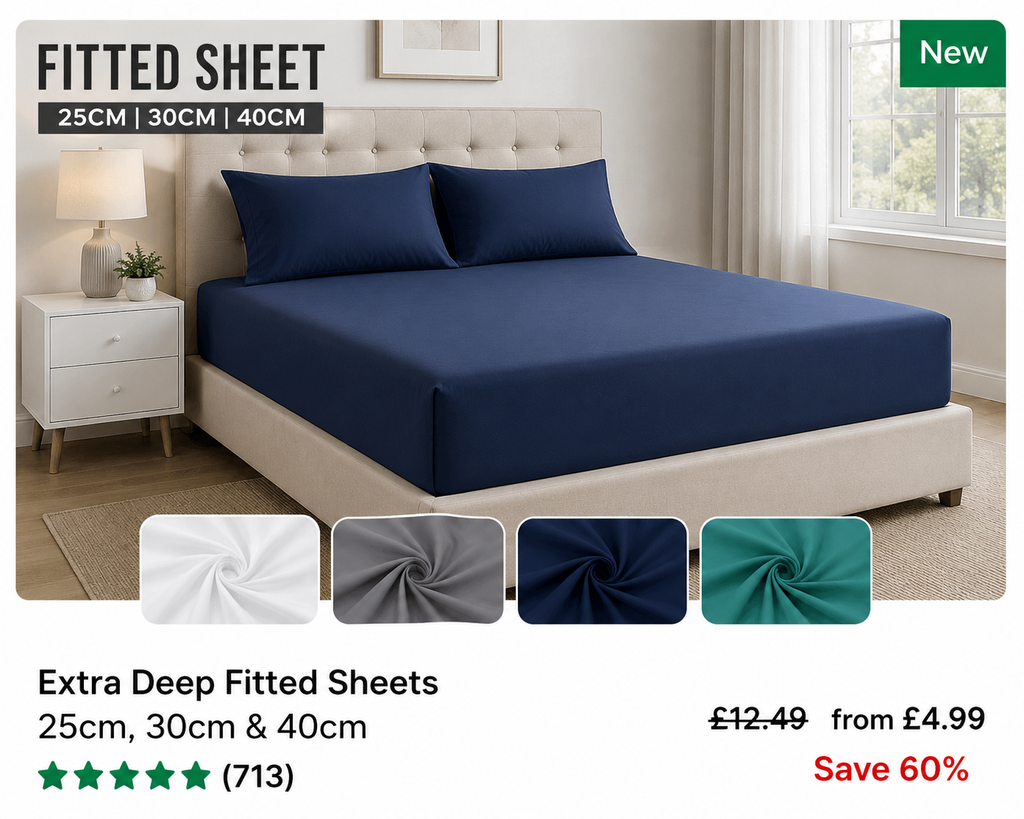 Deep Pocket Fitted Bed Sheet – 100% Microfiber Polyester, Soft & Wrinkle-Resistant  Bedding, 40 cm Snug Fit (Twin/Full/Queen/King, Multiple Colors)