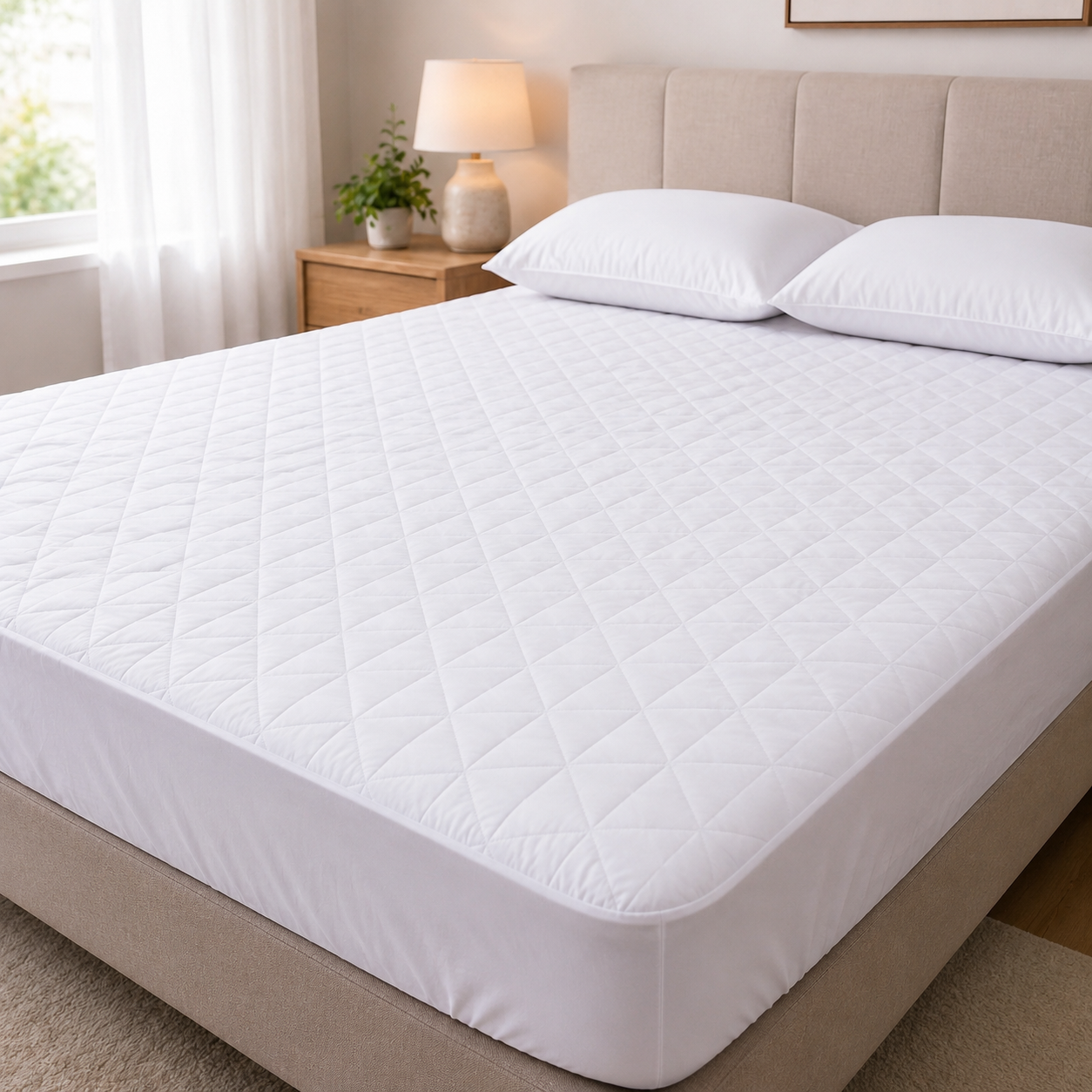Waterproof Quilted Mattress Protector – OEKO-TEX® Certified Microfiber, Breathable &  Noiseless Bed Cover with Deep Pocket Fitted Skirt, Soft Mattress Pad for All Sizes