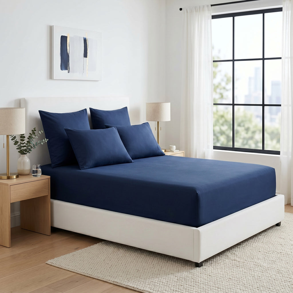 Deep Pocket Fitted Bed Sheet – 100% Microfiber Polyester, Soft & Wrinkle-Resistant  Bedding, 40 cm Snug Fit (Twin/Full/Queen/King, Multiple Colors)