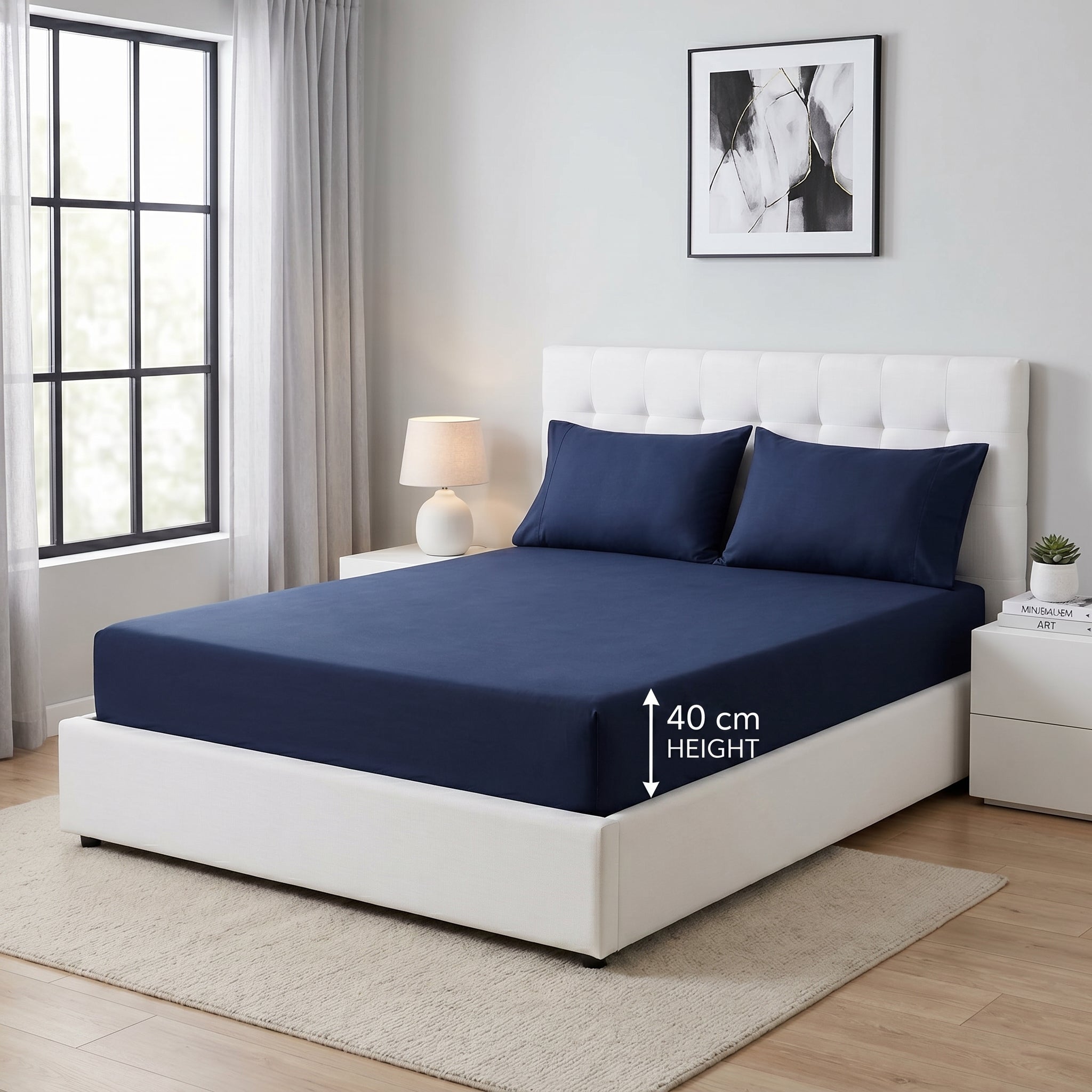 Deep Pocket Fitted Bed Sheet – 100% Microfiber Polyester, Soft & Wrinkle-Resistant  Bedding, 40 cm Snug Fit (Twin/Full/Queen/King, Multiple Colors)